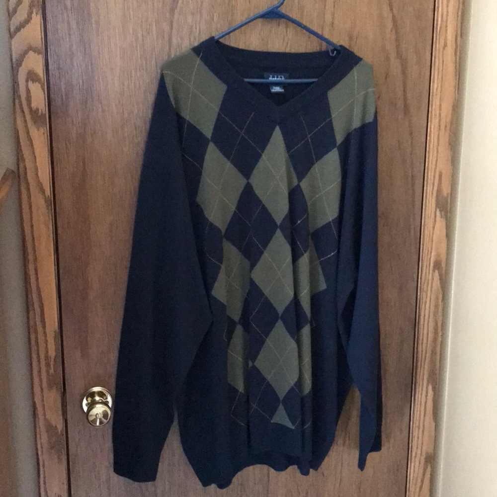 NWOT - Men’s Argyle V-Neck Sweater Green/Blue 3XLT